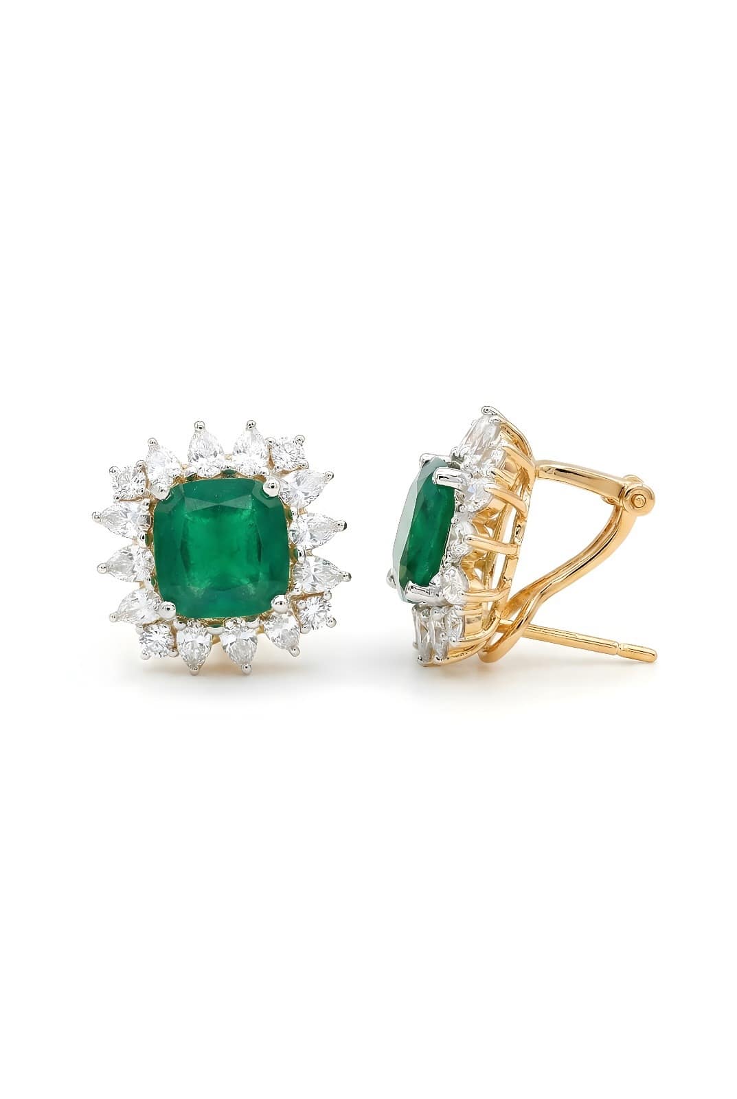 75f30cae-4dd7-4c09-9a0f-7d822de6f2f5 Emerald Green Cushion-Cut Halo Earrings with Italian Silver Settings & Omega Back