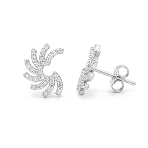 Sparkling Silver Pave Swirl Stud Earrings