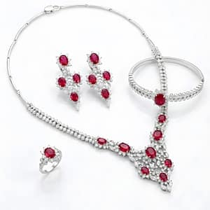 Home 2 Luxurious 925 Sterling Silver Jewelry Set for Women featuring a Teardrop-shaped Halo Pendant Necklace, Earrings, Bracelet, and Ring set with Clear Brilliant-cut Zirconia Crystals