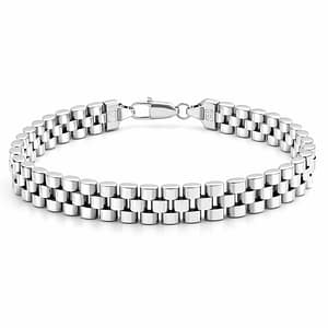 925 Italian Silver Men's President Link Bracelet with High Polish Finish and Lobster Clasp