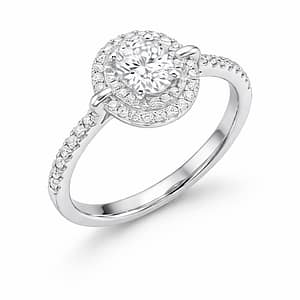 925 Sterling Silver Women's Engagement Ring with Oval Zircon Centerpiece, Double Halo, and Pave Set Band