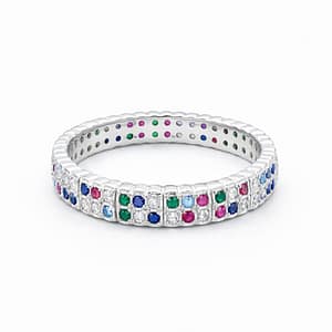 925 Sterling Silver Men's Solitaire Ring with Large Square Zircon Centerstone and Pave Side Accents