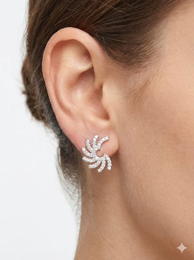 img_0195 Sparkling Silver Pave Swirl Stud Earrings - Image 2